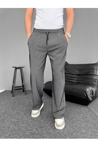 Su Yolu Çizgili Cepli Pantalon - Siyah Siyah