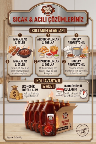 Hot Chili Sosu 2400 G X 6 Adet - 1 Koli Koli Bazlı Avantaj Paketi