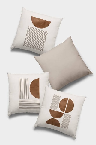 Kahve Geometrik Çift Taraflı 4'lü Set Kırlent Kılıfı 4kr047n11 Kahverengi