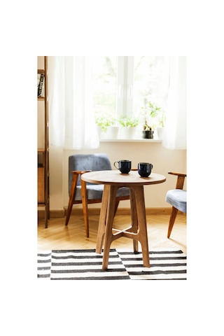 Woodesk Breva, Ahşap Orta Sehpa, Coffee Table, 60x60 Ceviz Renk