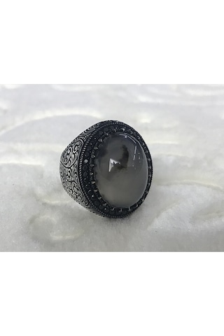 Yemen Akiği Taşlı 925 Ayar Erkek Gümüş Yüzük