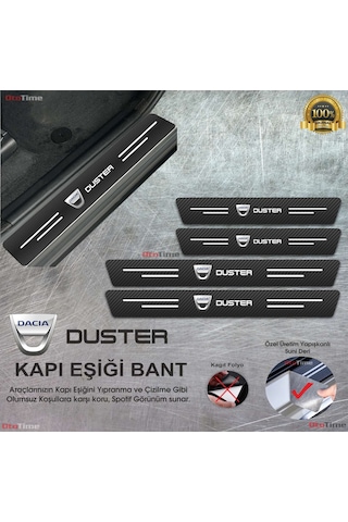 Dacia Duster Karbon Kapı Eşiği Koruyucu Suni Deri 4'lü Set