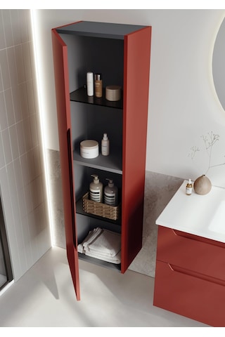 Orka Messina 40 Cm Tuscan Kırmızı Banyo Çamaşır Boy Dolabı Kırmızı