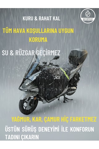Motosiklet Premium Diz Örtüsü Honda Pcx Uyumlu Su Ve Rüzgar Geçirmez Kışlık Koruma Siyah