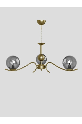 Merla 3'lü Eskitme Füme Camlı Avize Modern Salon Sarkıt Aydınla 1 Adet