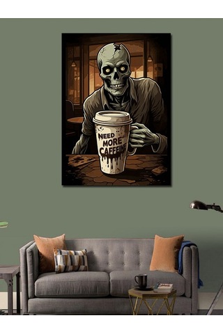 Kanvas Tablo Zombi Ve Kahve 70cmx100cm