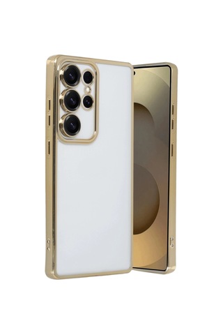 Samsung Uyumlu Galaxy S25 Ultra Kılıf Razer Lensli Silikon - Gold