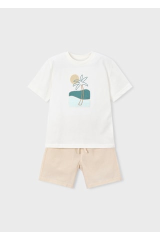 Mayoral Erkek Çocuk Şort Ve Tshirt Takım Krem