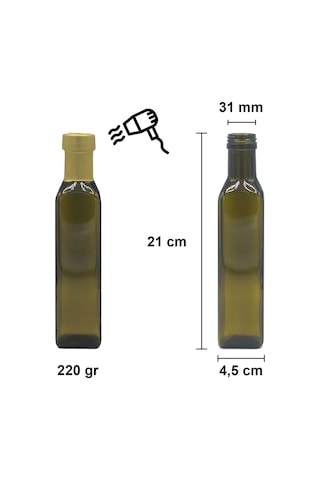 Afracam Maraska Yeşil 250 ML Cam Şişe Kapak Kapüşon 45 Adet