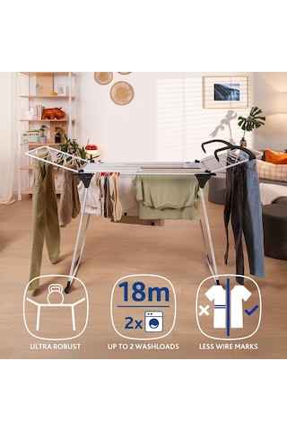 Vileda Premium 2in1 Masa Çamaşır Askılığı Alüminyum Teller Beyaz - 180 X 57 X 91 Cm Çok Renkli