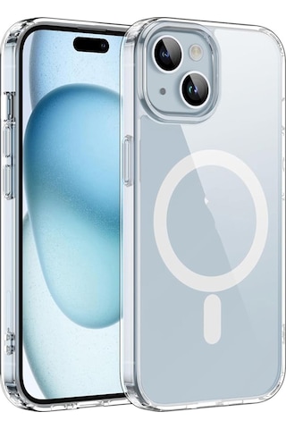 Apple Uyumlu iPhone 15 Magsafe Manyetik Plastik Tpu Kılıf-al8113 Şeffaf
