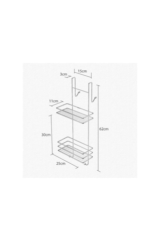 Tekno Tel Lm-065 Asmalı 2 Katlı Düz Banyo Duşakabin Rafı Siyah