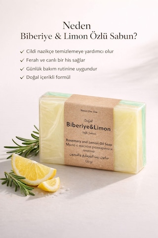 Limon & Biberiye Yağlı Cilt Bakım Sabunu- 120 Gr Limon