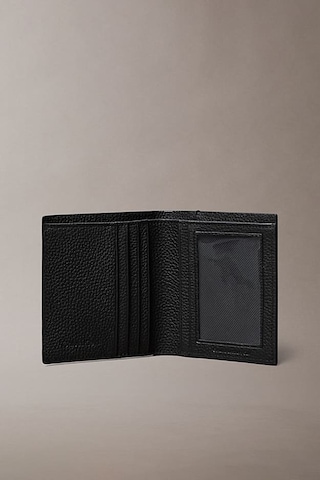 Erkek İnce Tasarım Dokulu Dikey Cüzdan - Siyah Black