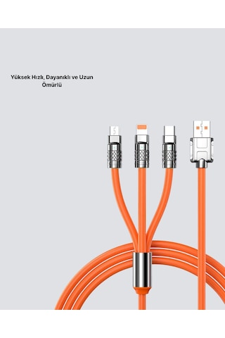 Üçlü Şarj Kablosu - Yüksek Hızlı, Dayanıklı Ve Uzun Ömürlü