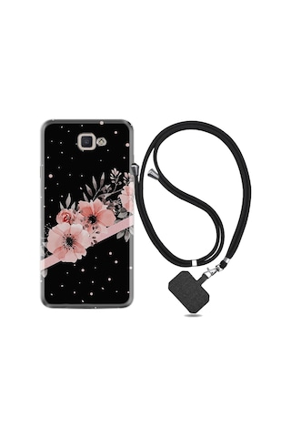 Samsung Galaxy Uyumlu A3 2017 Kılıf Ipli Askılı Flowers Dots 1423