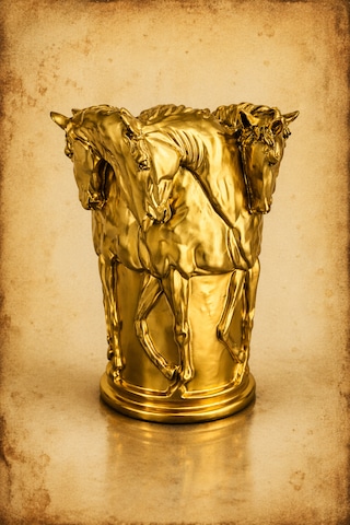 Gold Majestic Horse Vase Altın