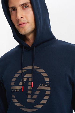 AR-MA Arma Erkek Slim Fit Örme Interlok Kapüşonlu Kanguru Cepli Sweatshirt Yazı Baskılı %80 Pamuk %14 Polyester %6 Elastane K30254685302 Lacivert