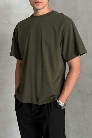 Hyman Erkek %100 Pamuk Oversize Basic T-shirt Yeşil