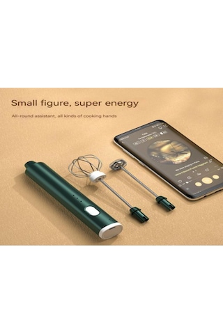 Aubyhe Yongtai Şarjlı Elektrikli Süt Köpükleyici, Kahve Ve Yumurta Karıştırıcı, 304 Çelik, Yeşil Renk Yeşil