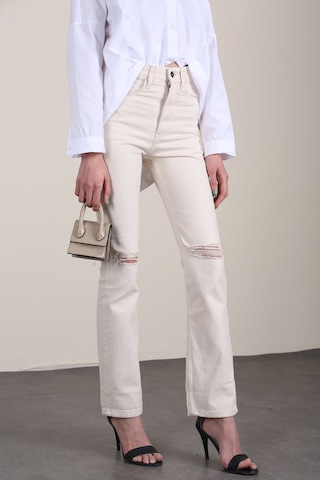 Mad Girls Bej Yırtık Detaylı Dar Kalıp Jean Mg1305-Bej