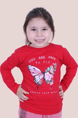 Fyk Kids Kız Çocuk Uzun Kol Sweatshirt Kırmızı1 Kırmızı