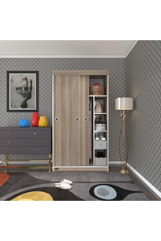 Kenzlife Gardırop Sürgülü Kapaklı Kapılı 100 Papatya Crd Gardolap Dolap