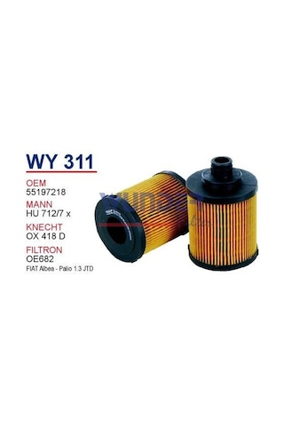 WUNDER WY311 YAĞ FİLTRESİ - OPEL COMBO 1.3 CDTI Y.M WUNDER WY311 YAĞ FİLTRESİ - OPEL COMBO 1.3 CDTI Y.M