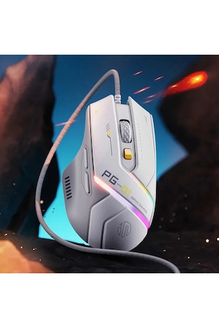 Inphic Pg1 Rgb Işık Yayan Bilgisayar Oyun Kablolu Faresi Beyaz Diğer