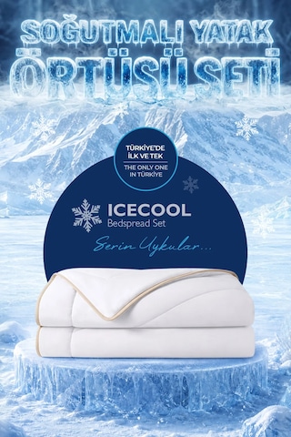 Soğutmalı Yatak Örtüsü Seti Tek Kişilik Soğuk Icecool 2 Parça Çift Taraflı Krem Kırık Beyaz