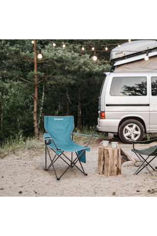 Kingcamp Lotus Comfort Konforlu & Takviyeli Kamp Sandalyesi Cyan Buz Mavisi