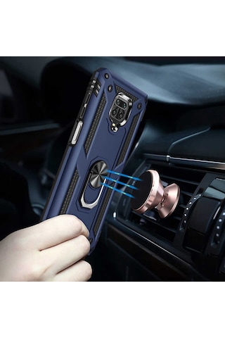 Teknomoda Xiaomi Redmi Note 9 Pro Tank Zirh Metal Yüzüklü Standli Kilif 471594932