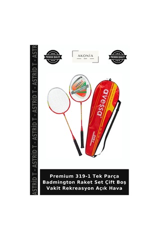Premium 319-1 Tek Parça Badmington Raket Set Çift Boş Vakit Rekreasyon Açık Hava