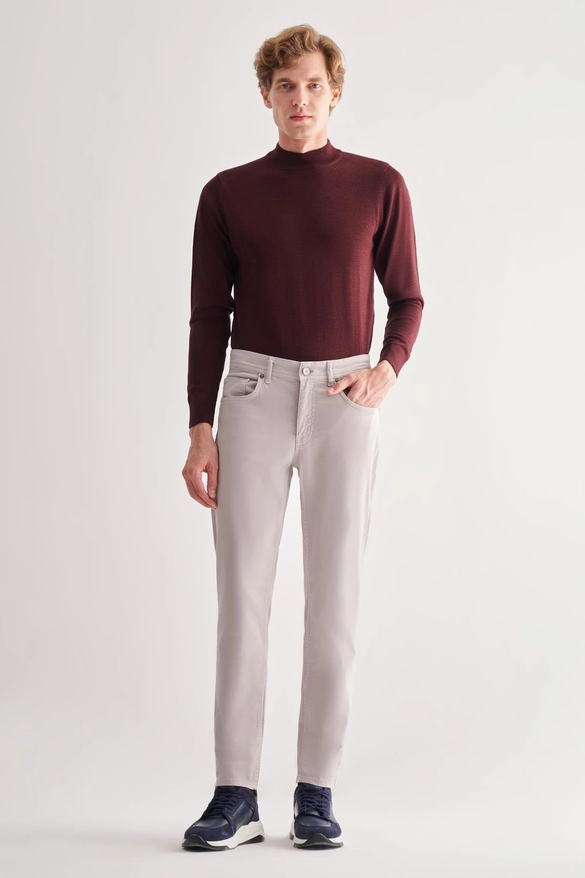 İmza Taş Rengi Casual Slim Fit 5 Cep Düz Paça Pantolon 1003255321 Taş
