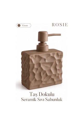 Rosıe Vizon Taş Dokulu Dikdörtgen Seramik Sıvı Sabunluk 450 Ml Karışık
