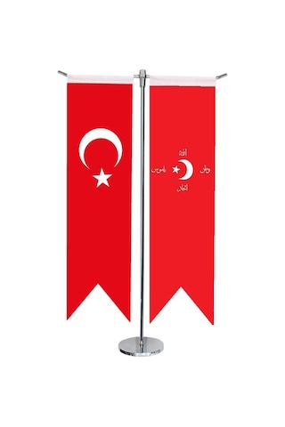 Masa Üstü Kırlangıç İttihat ve Terakki + Türk Bayrağı + Krom T Di