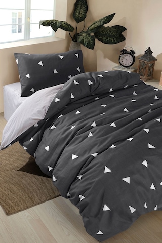 Eponj Home Kolay Ütülenir Nevresim Takımı Tek Kişilik Geometrik Gri Gri