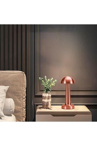 Buffer Mantar Model Bronz Renk Şarjlı Dokunmatik 3 Renkli Led Masa Lambası Bronz