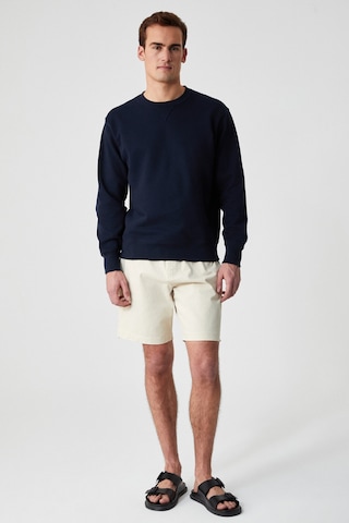 Grımelange Bonell Erkek %100 Pamuk Relaxed Bisiklet Yaka Uzun Kollu Lacivert Sweatshirt Lacivert