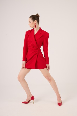 Holly Lolly Beli Drape Detaylı Heleni Blazer Ceket Kırmızı