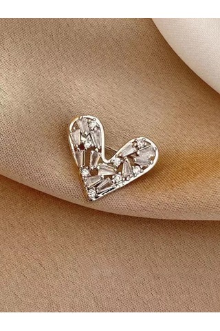 Olfil Broş-mini Kalp Kristal Işıltı Minimalizm 264864984 Gri