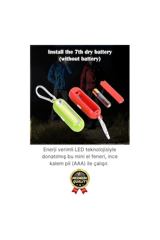Premium Taşınabilir Kamp Okul Güçlü Işık Aydınlatma 3 Modlu Pilli Sarı Mini Led Anahtarlık El Feneri Beyaz