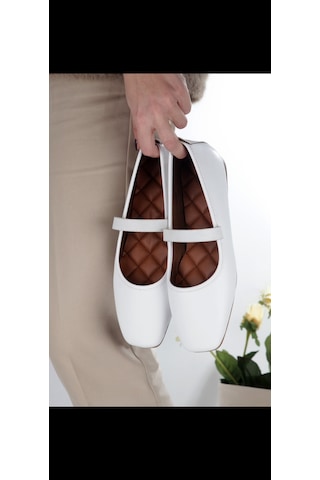 Meyoushoes Lastikli Babet Ayakkabı Beyaz 40 Bej