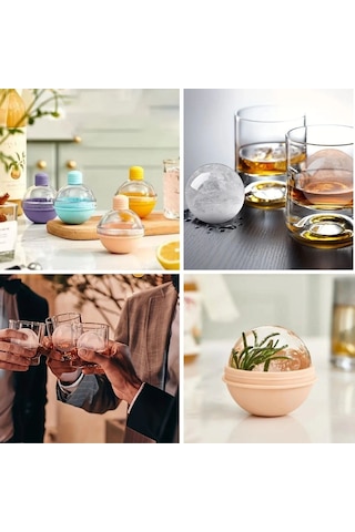 Hunili Altı Silikon Kolay Çıkabilen Büyük Boy Küre Buzluk 5224 Çok Renkli