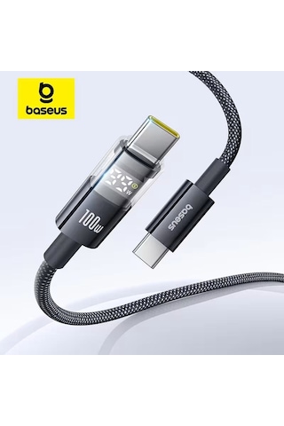 Baseusonline Display 2 100w Led Ekranlı Type-c To Type-c Hızlı Şarj Kablosu 2 Metre