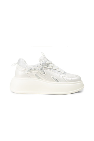Deery Kadın Beyaz Taş Detaylı Platform Sneaker - 26424zbyzp01 Beyaz