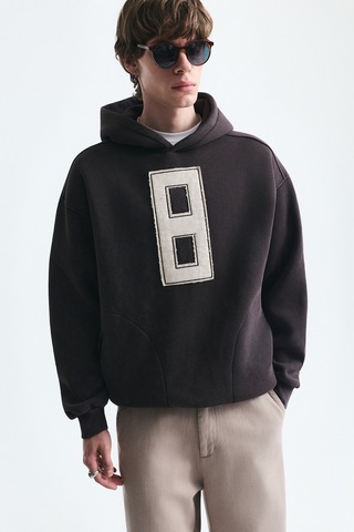 Vamos Numara Baskılı Oversize Sweatshirt Kahve