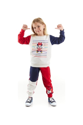 Minnie Lisanslı Kız Çocuk eşofman takımı Ekru