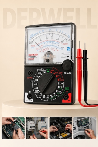 Okul Tipi Multimetre Yx-360trn Analog Multimetre Avometre Hassas İbreli Akım Voltaj Direnç Ölçer, Elektronik Devre Test Cihazı, Sigorta Korumalı Elektrik Ölçüm Aleti, Kırmızı Siyah Problu Test Seti