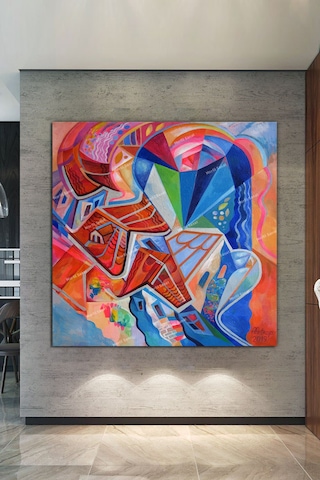 Renklerin Armonisi Sürreel Sanatsal Dekoratif Kanvas TAblo 90 x 90